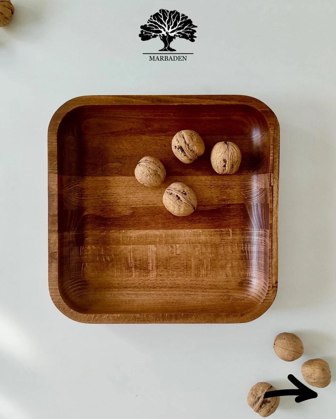 کاسه مربع قطر 25cm ماربادن (چوب راش فندقی) Otia-B
