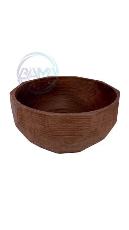کاسه چوبی تراش دار طرح الماسی قطر 10