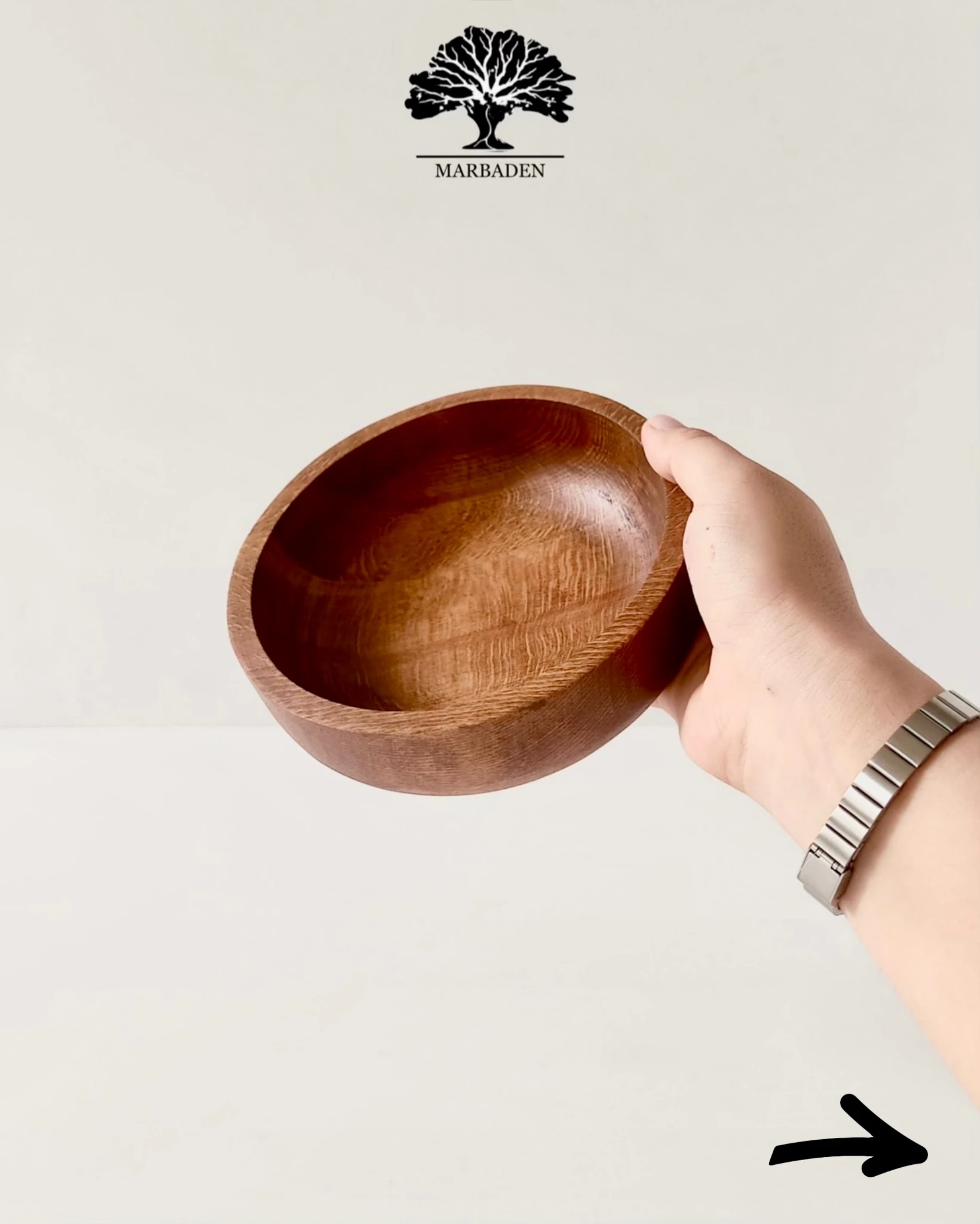 کاسه چوبی ساده قطر 16cm (چوب راش فندقی) Akita-E