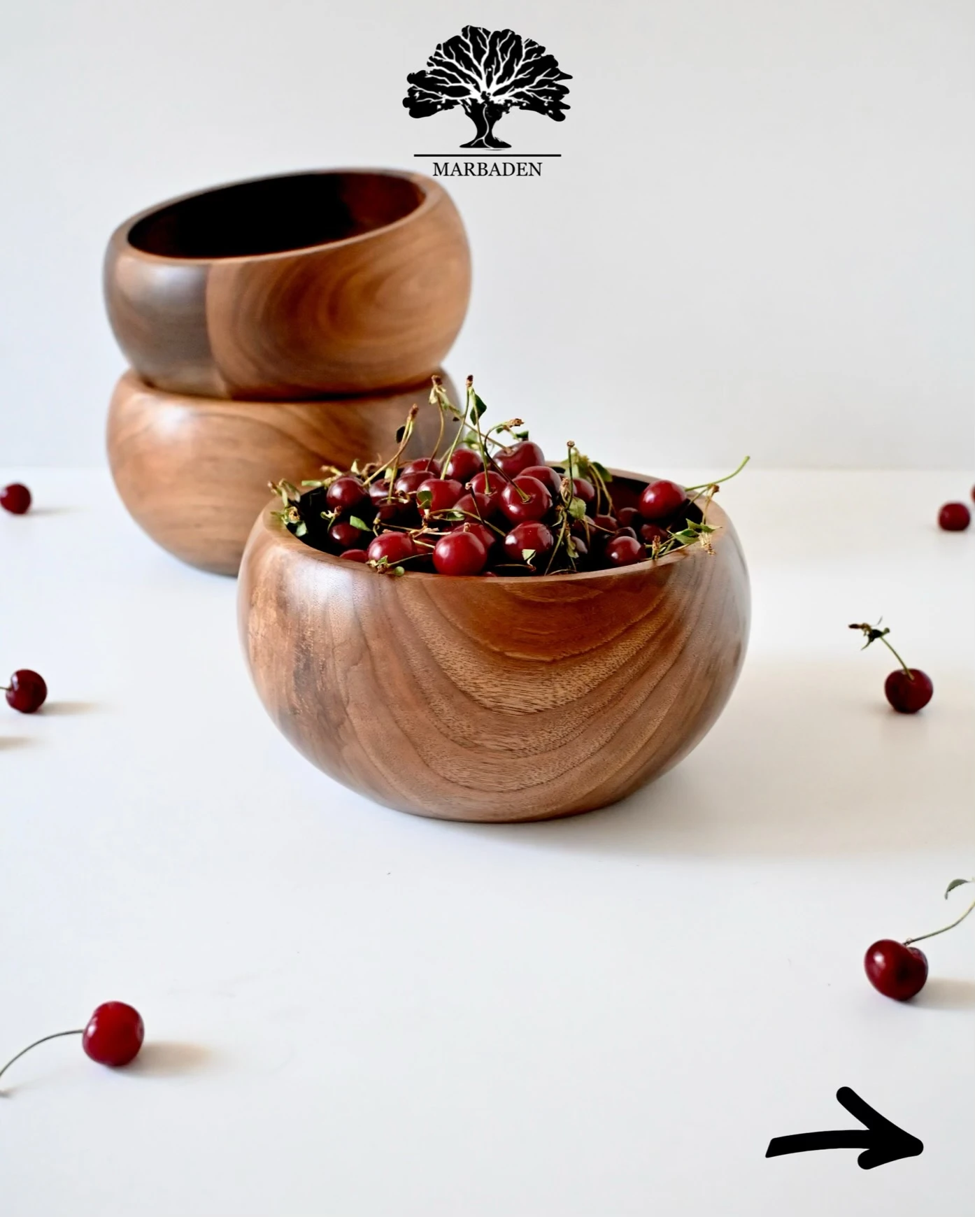 کاسه چوبی قدح خمره ای قطر 20cm ماربادن (چوب گردو) Olinda-B7
