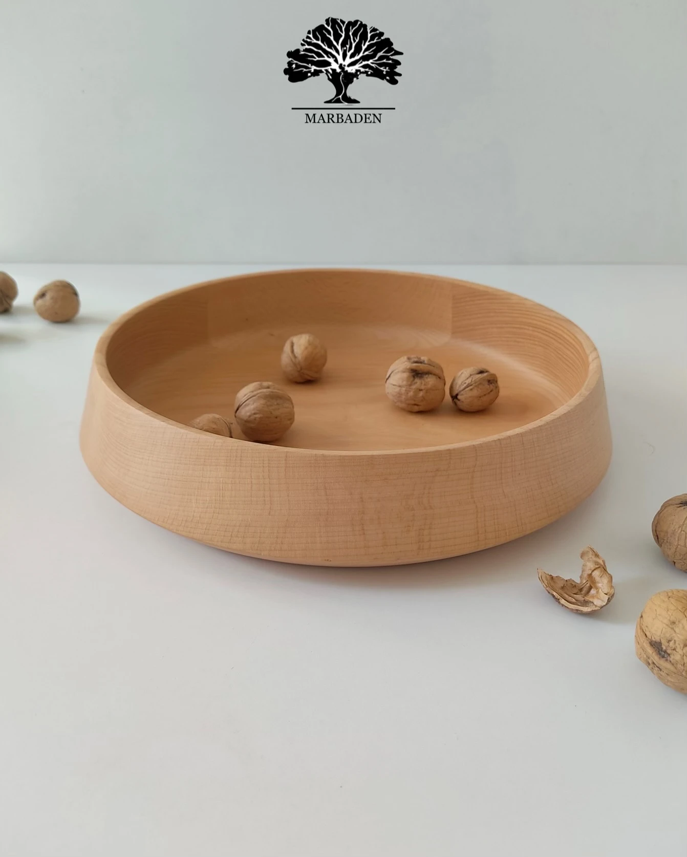 کاسه چوبی مدل الماسی قطر 30 سانتیمتر (چوب راش) Rivera-12