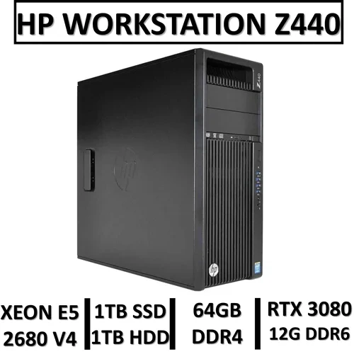 کامپیوتر استوک ورک استیشن اچ پی HP WORKSTATION Z440 | intel XEON E5 2680 V4 | 64GB RAM DDR4 | 1TB SSD | 1TB HDD | GPU NVIDIA GEFORCE RTX 3080TI 12G DDR6