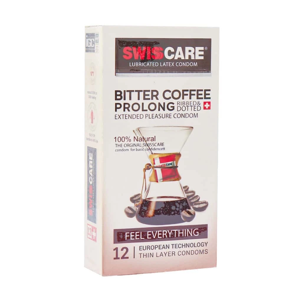 کاندوم خاردار و شیاردار 12 عددی مدل Bitter coffee Prolong سوئیس کر