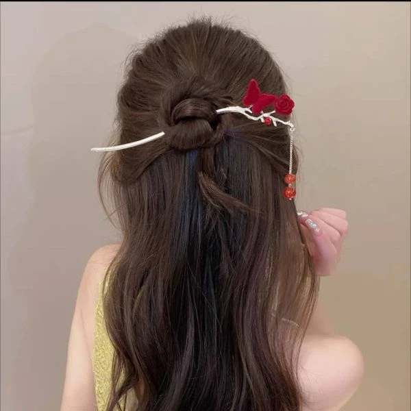 کانزاشی گل رز مخمل و پروانه قرمز زایا