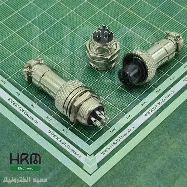 کانکتور نظامی GX12 گرد فلزی پنلی 5 پین 12mm