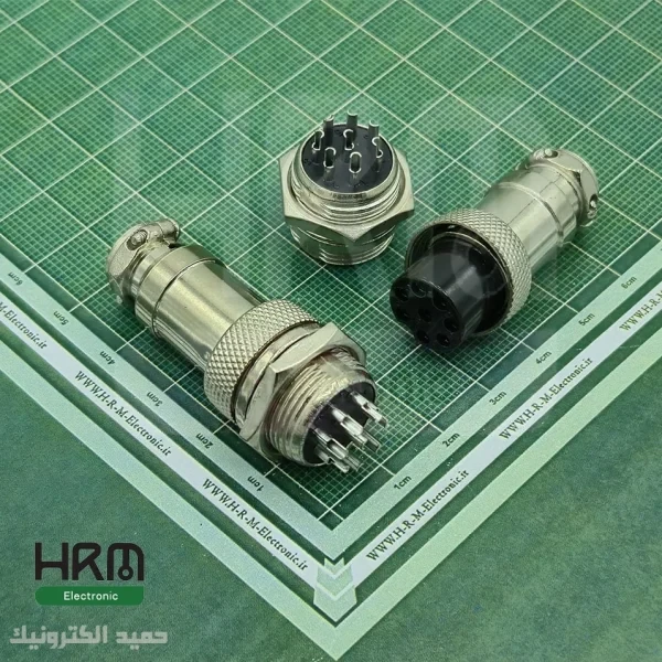 کانکتور نظامی GX16 گرد فلزی پنلی 8 پین 16mm