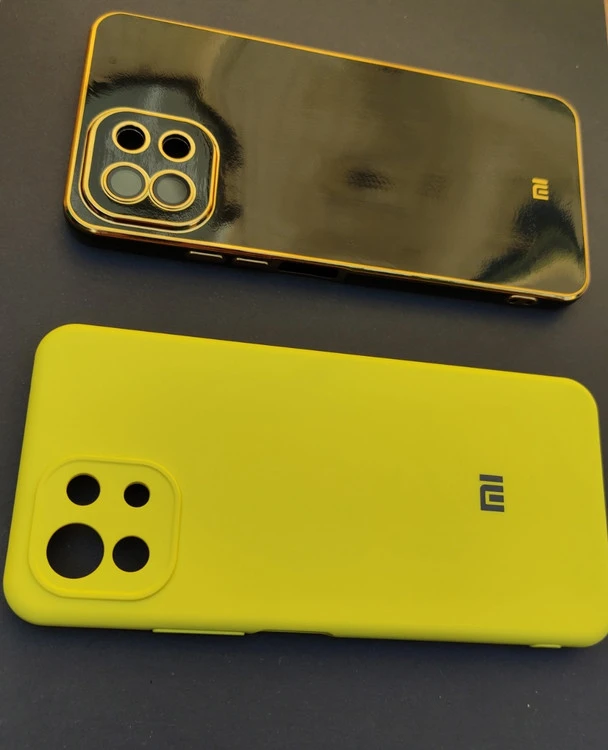 کاور My Case پشت مشکی دور طلایی مناسب Mi 11 Lite + کاور سیلیکنی رایگان