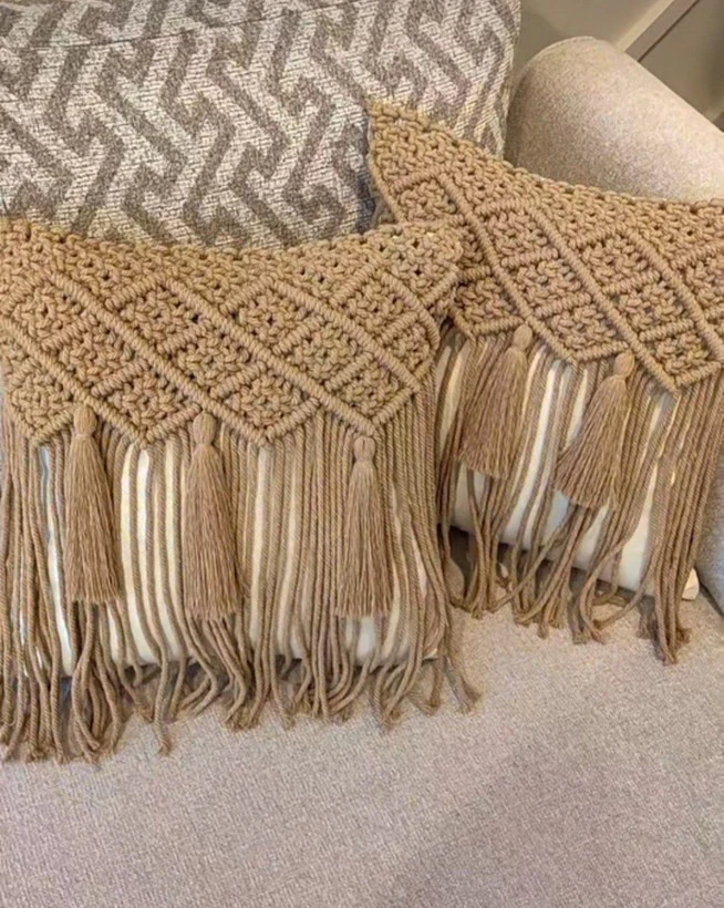 کاور کوسن مکرومه طرح لوزی