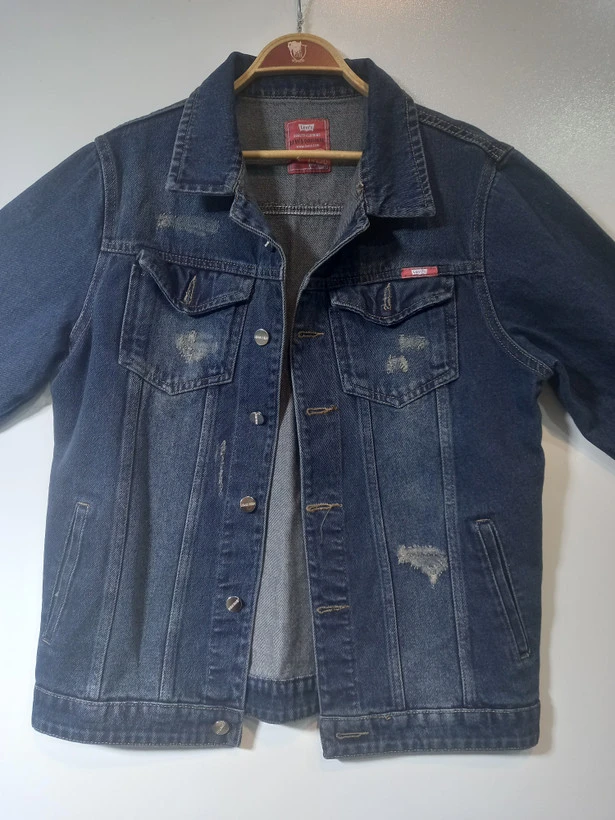 کاپشن / کت جین اسپورت صادراتی درجه یک رنگ سرمه ای تینت مهتابی ویژه کد KJ006