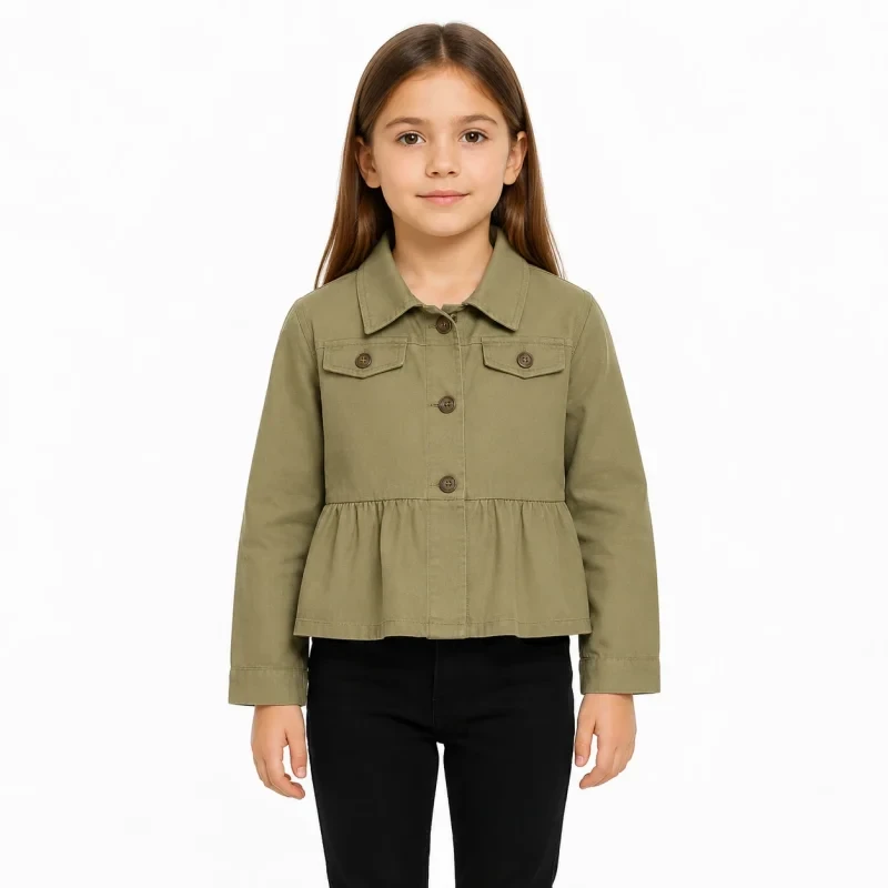 کت تک دخترانه کتان چیندار سایز 85/90/95/100 کد 134 | فروشگاه ابریشم کیدز | abrishamkids