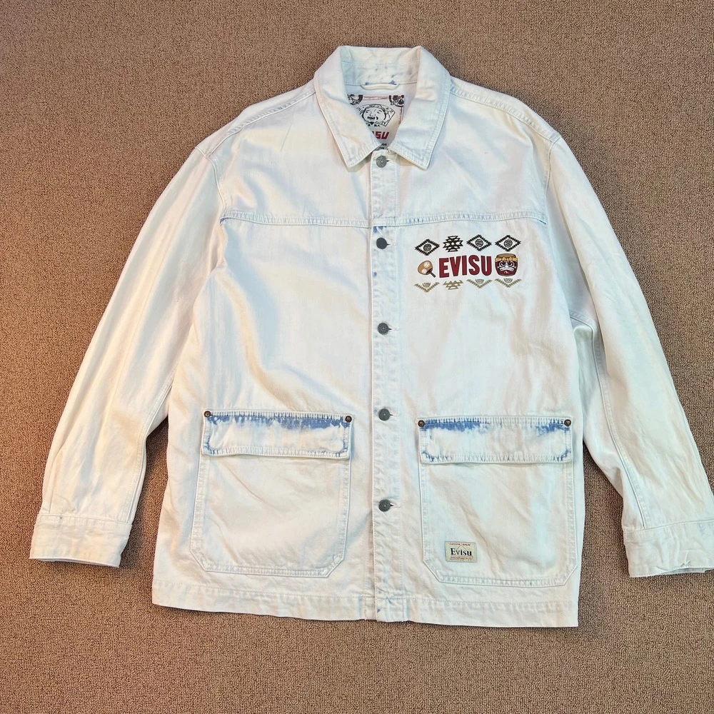 کت جین(لی)شسته استوک اورجینال EVISU -سایز XXL-استوک مارکباز