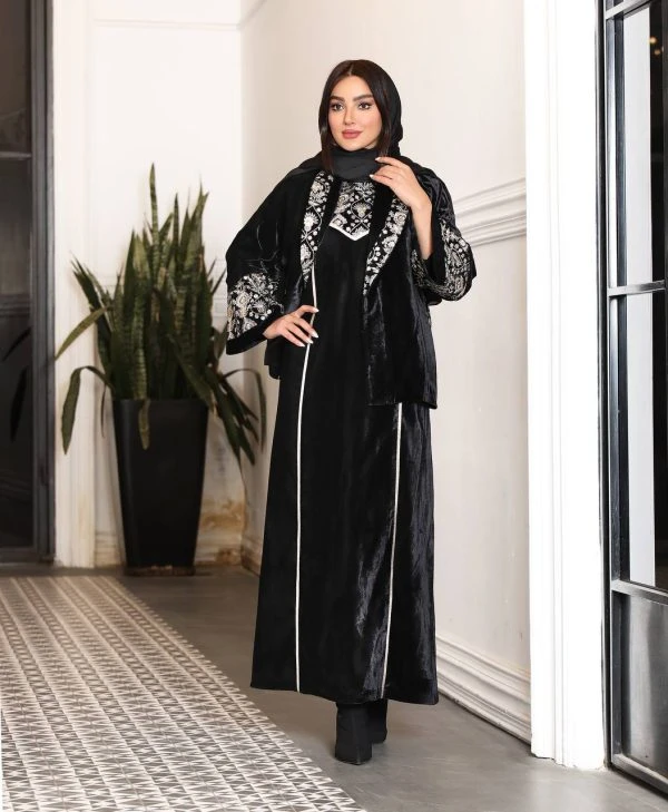 کت سارافن مجلسی مخمل ونوس هندی با خرجکار هندی برجسته سنتی زنانه مزون دوز