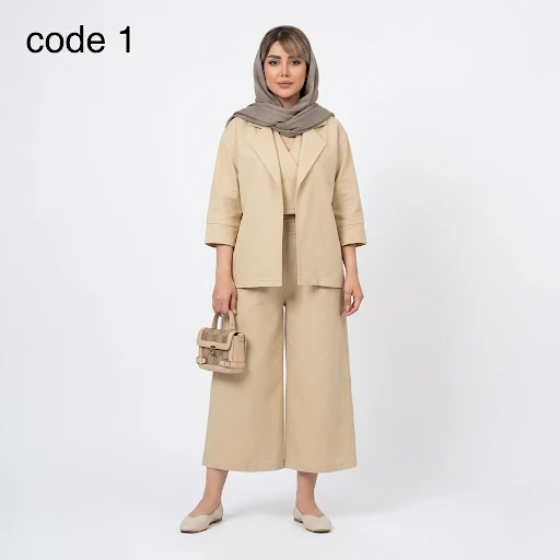 کت همراه جلیقه و شلوار کتان مدل آتریسا علیدسا
