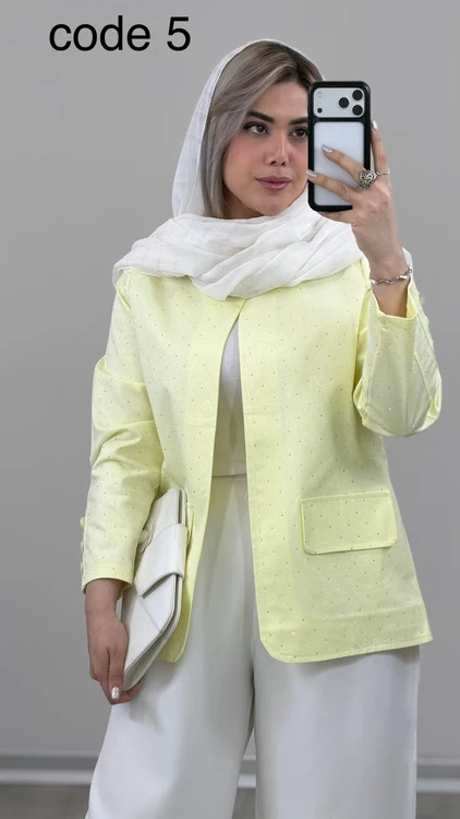 کت کتان نگین دار لیلا علیدسا