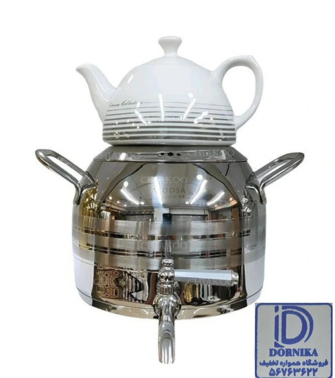 کتری قوری استیل کف چدن ۵ لیتری شیردار