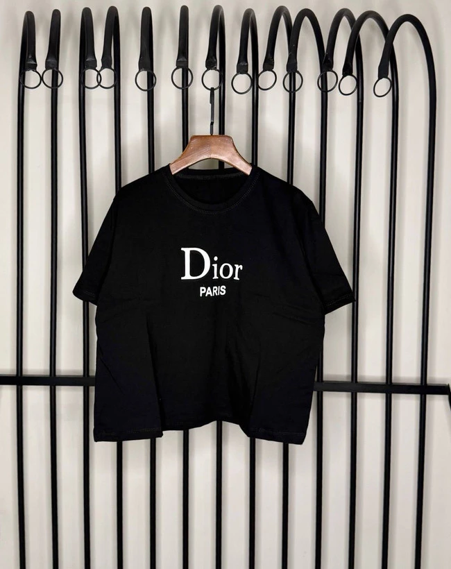 کراپ دخترانه قواره دار طرح dior جنس نخپنبه