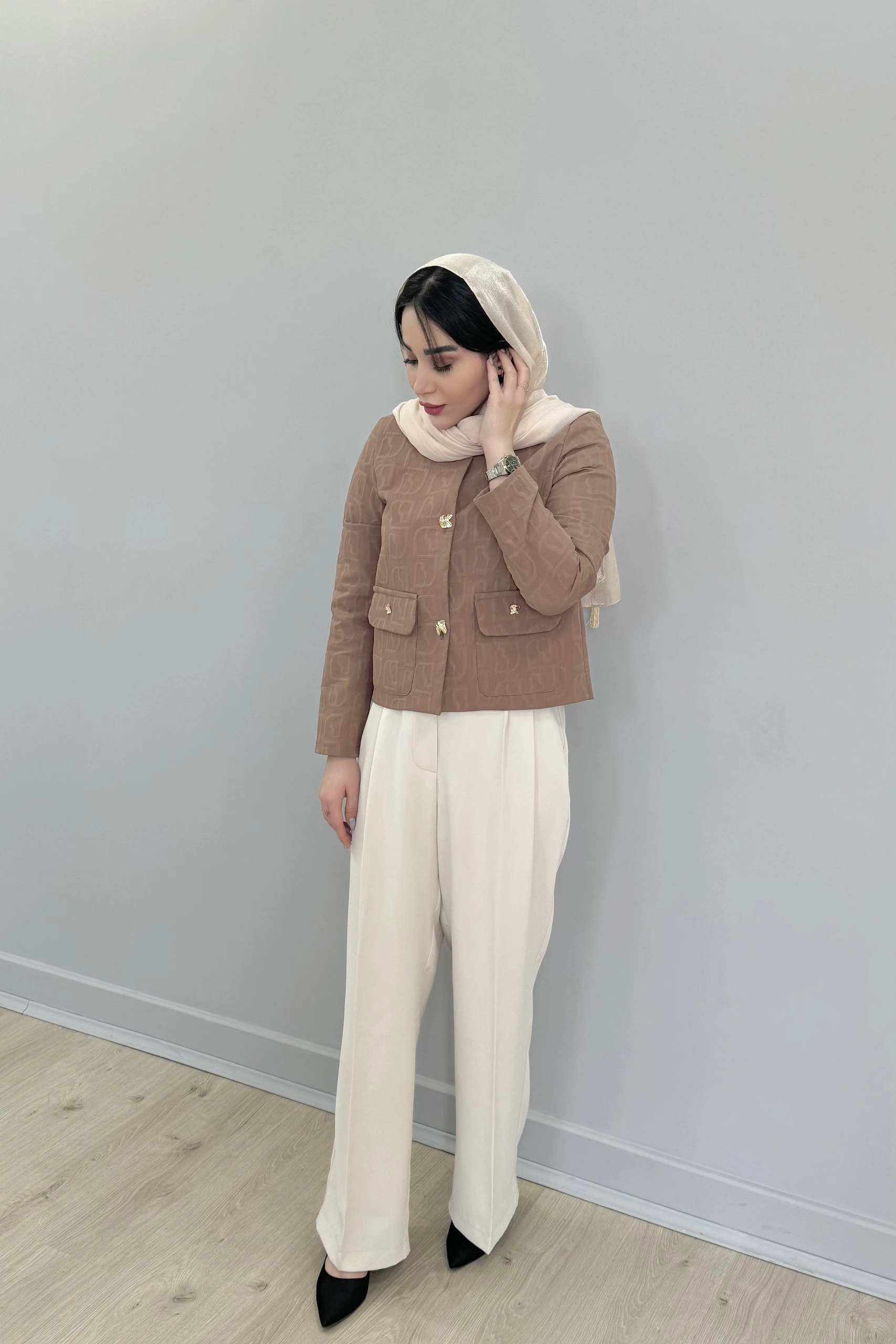 کراپ کت ژاکارد