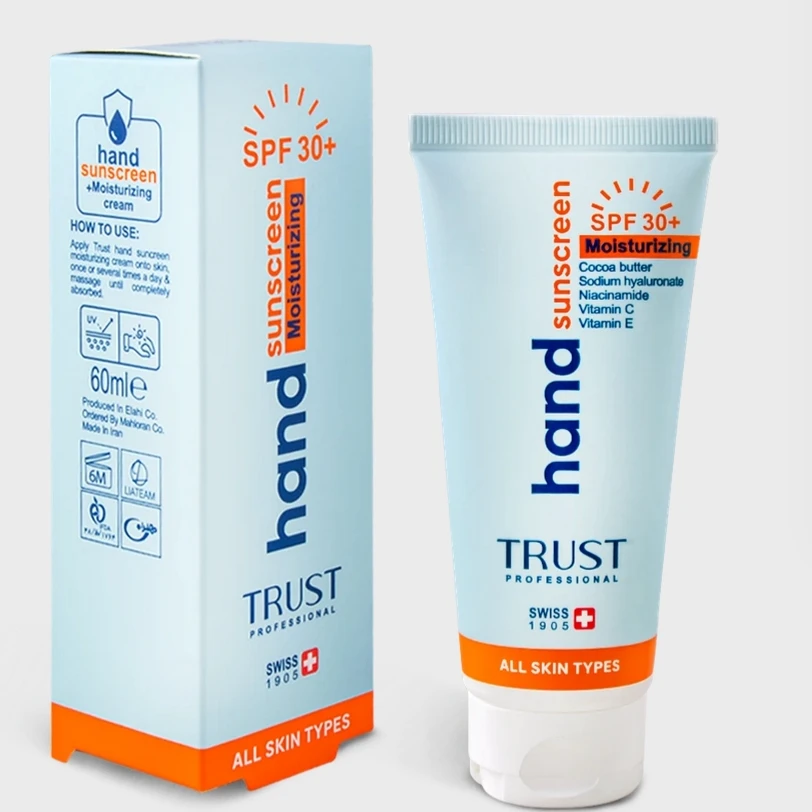 کرم تخصصی دست ضدآفتاب و آبرسان +SPF30 بی‌رنگ تراست  60 میلی لیتر