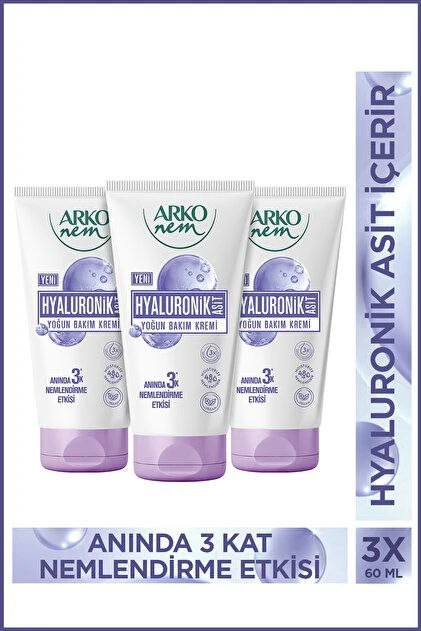 کرم تیوپی دست و صورت آرکو 60 میل Arko Nem Hyaluronik Asit Yoğun Bakım Kremi