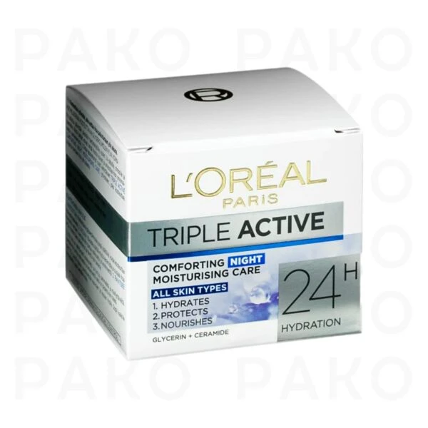 کرم شب سه کاره لورال مدل هیدرا اکتیو Loreal hydra active 3 nacht حجم 50 میل