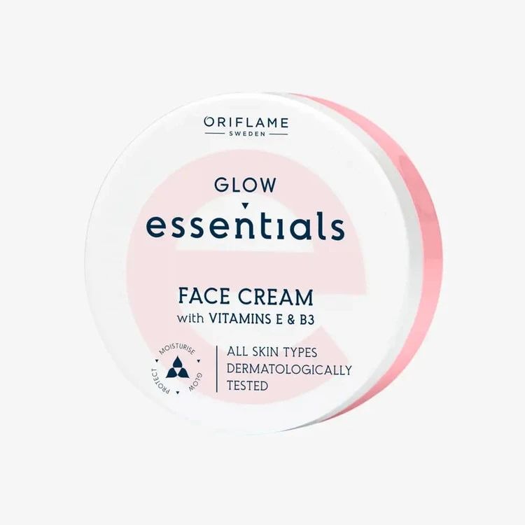 کرم صورت کاسه ای Glow Essentials حاوی ویتامین‌های E و B3