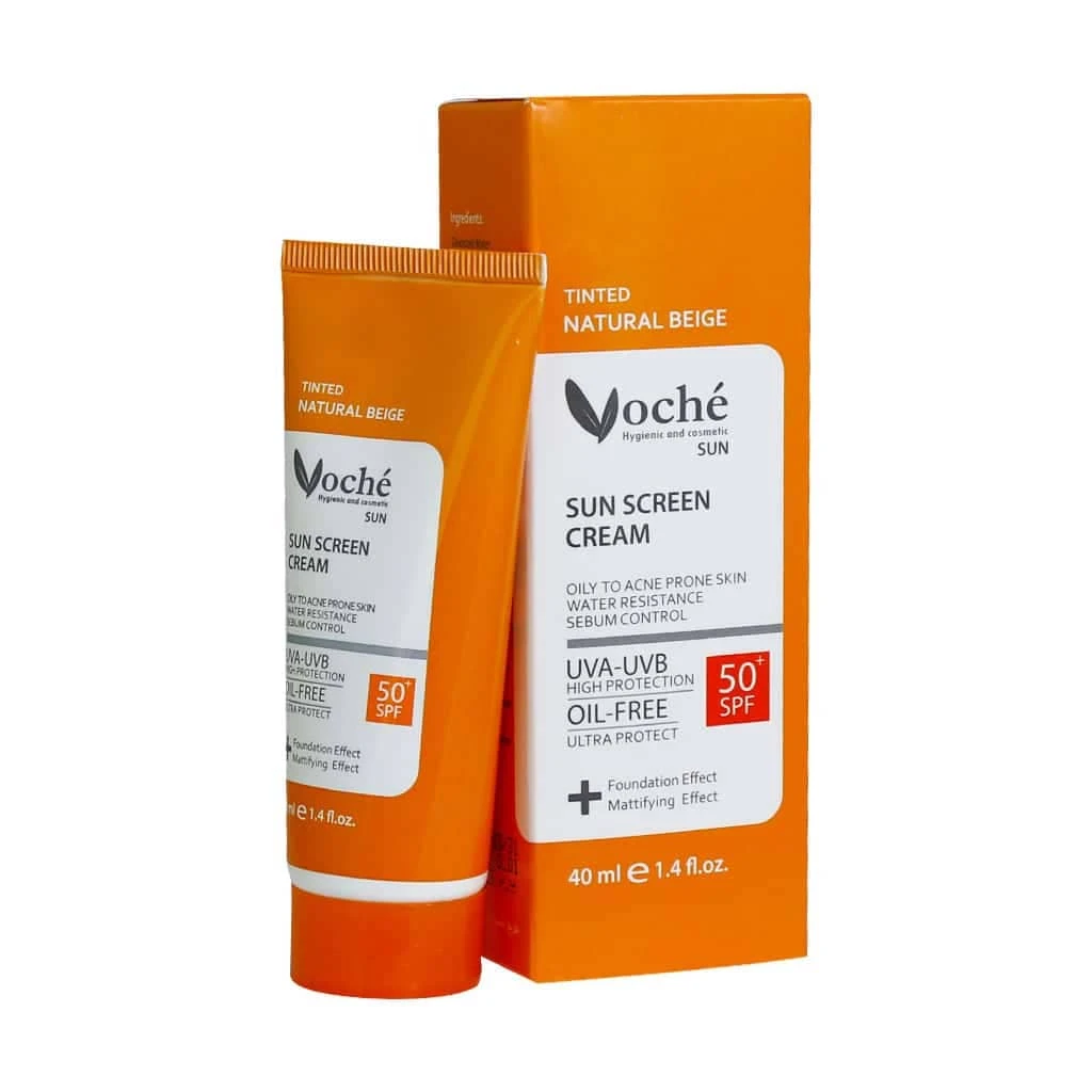 کرم ضد آفتاب SPF50 وچه مناسب پوست چرب و مستعد آکنه 40 میلی لیتر بژ طبیعی