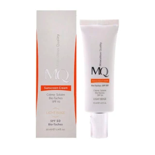 کرم ضد آفتاب ام کیو بژ روشن spf50 حجم 55 میلی لیتر