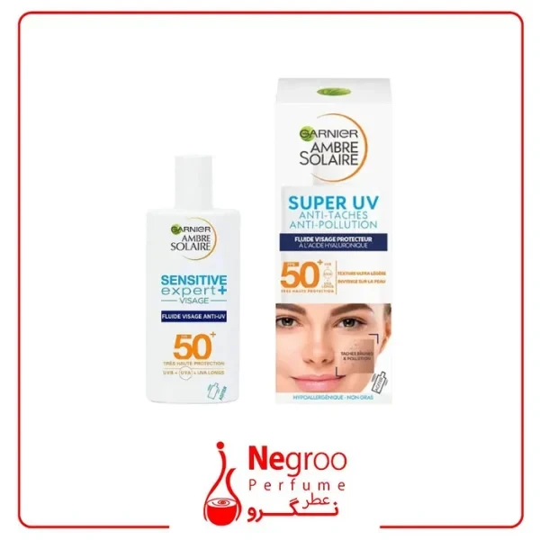 کرم ضد آفتاب بدون رنگ گارنیه SPF 50 مدل Ambre super uv/اورجینال