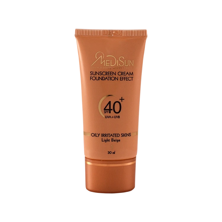 کرم ضد آفتاب بژ روشن پوست های چرب و حساس مدیسان SPF40 حجم 30 میلی لیتر