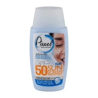 کرم ضد آفتاب بی رنگ پیکسل SPF50 پوست چرب و جوش دار و مختلط 50میلی لیتر