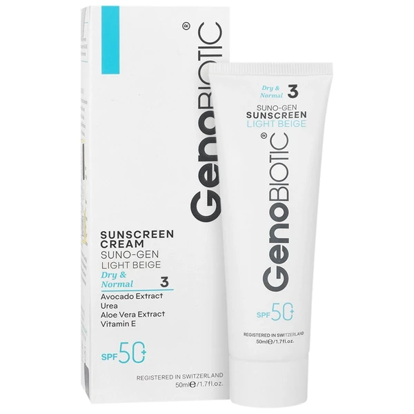 کرم ضد آفتاب بی رنگ ژنو بایوتیک مناسب پوست خشک و معمولیSPF50