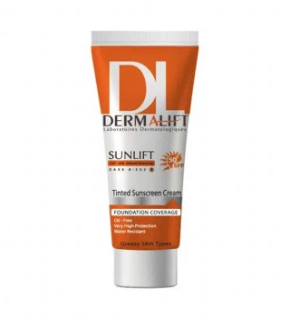 کرم ضد آفتاب رنگی درمالیفت با SPF50 مناسب پوست چرب حجم 40 میلی لیتر