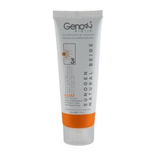 کرم ضد آفتاب رنگی ژنو بایوتیک با SPF50 مناسب پوست چرب و مختلط بژ طبیعی