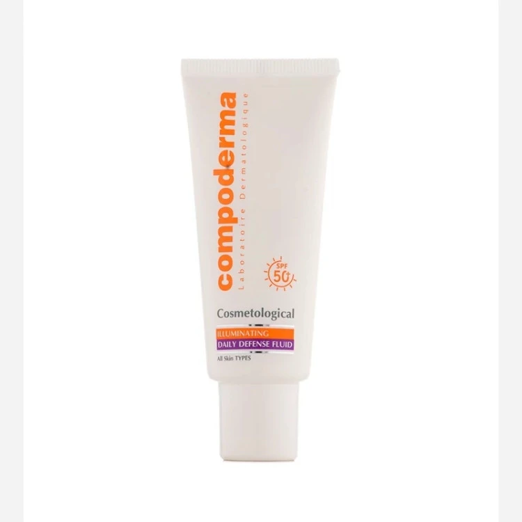 کرم ضد آفتاب روشن کننده SPF50 کامپودرما مناسب انواع پوست حجم 40 میلی لیتر