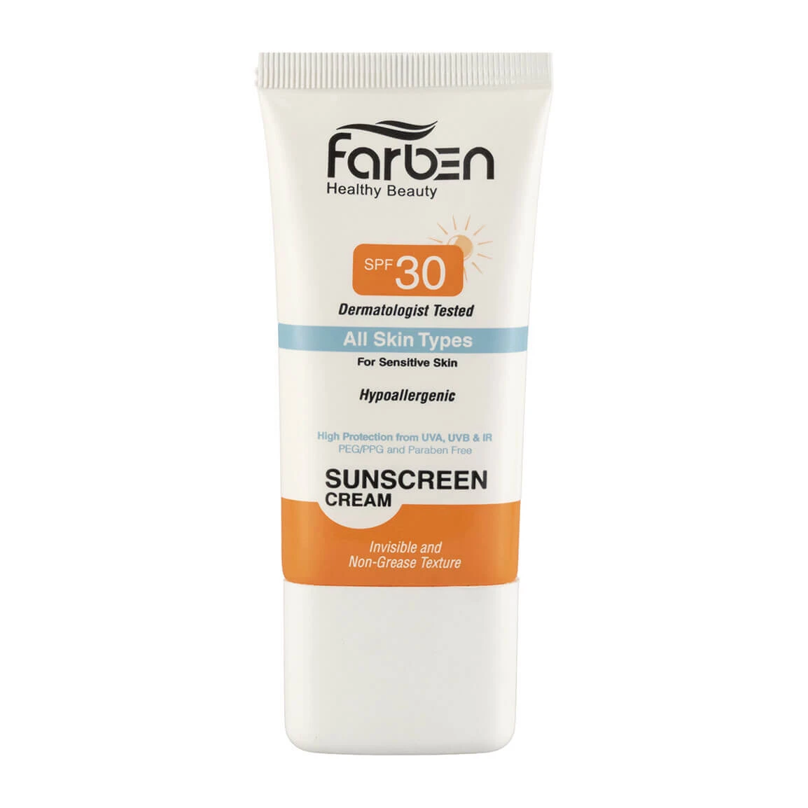 کرم ضد آفتاب فاربن با SPF30 مناسب انواع پوست حجم 50 میلی لیتر