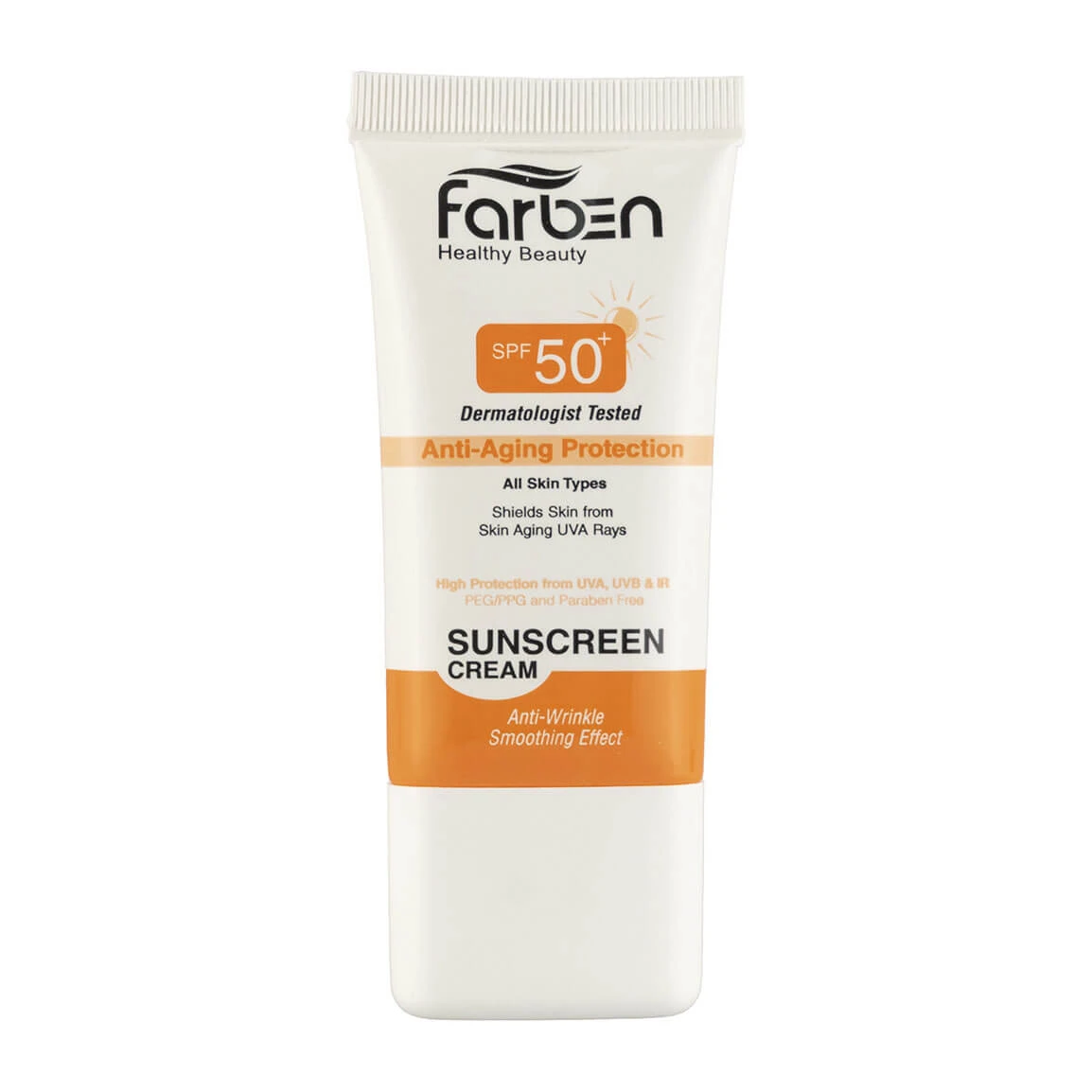کرم ضد آفتاب فاربن با SPF50 مدل Anti Aging Protection مناسب انواع پوست حجم 50 میلی لیتر