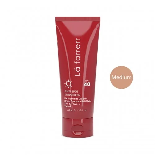 کرم ضد آفتاب و ضد لک رنگی متوسط لافارر مدل SPF40 مناسب پوست نرمال و خشک حجم 40 میلی لیتر