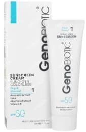 کرم ضد آفتاب پوست خشک SPF50 سانو ژن بی رنگ ژنوبایوتیک شماره1