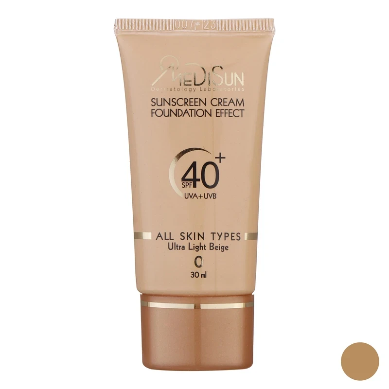 کرم ضدآفتاب با پوشش کرم پودری spf40 مناسب انواع پوست بژ خیلی روشن (کد۰) مدیسان حجم 30 میلی‌لیتر