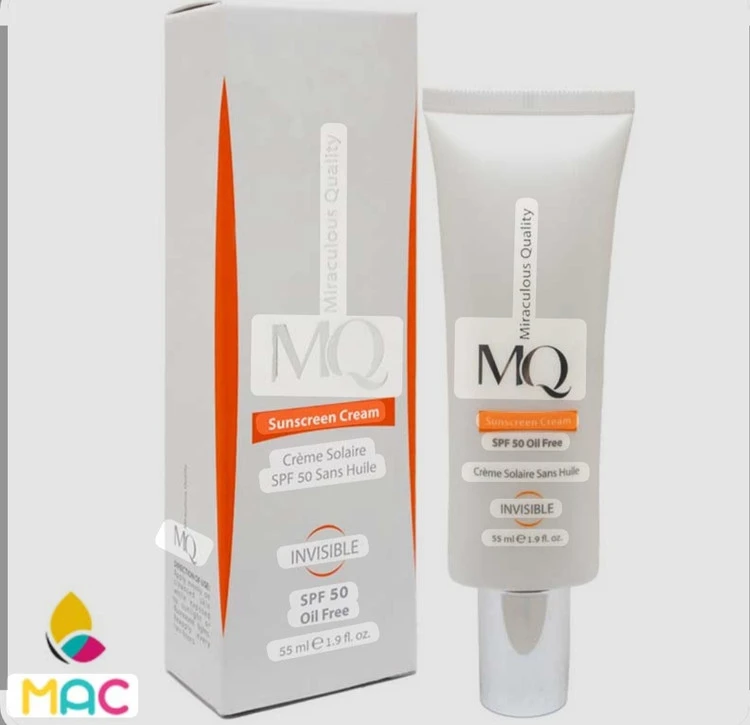 کرم ضدآفتاب بدون رنگ ام کیو,SPF50 ,برای پوستهای چرب