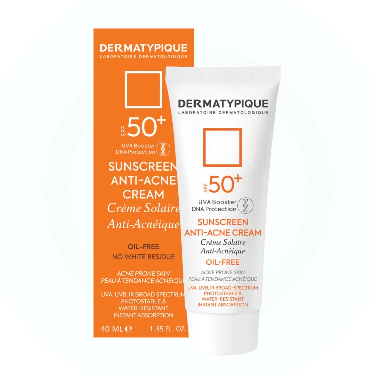 کرم ضدآفتاب بی رنگ پوست چرب و جوشی spf50 درماتیپیک ۴۰میل