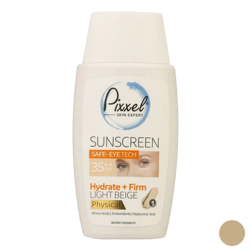 کرم ضدآفتاب رنگی دور چشم و صورت پیکسل SPF35 مدل Physical، حاوی محافظ UVA ،++PA و UVB، ضد پیری، مرطوب‌کننده، مناسب انواع پوست حجم