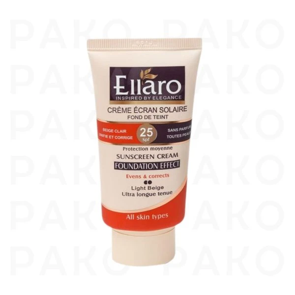 کرم ضدآفتاب کرم پودر رنگی الارو(ellaro) بژ روشن و طبیعی SPF25