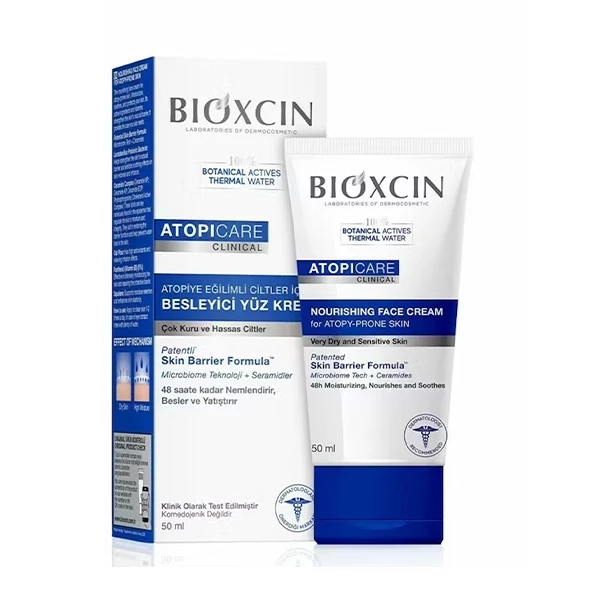 کرم مغذی و مرطوب‌کننده صورت بیوکسین مدل ATOPICARE CLINICAL مناسب پوست‌های بسیار خشک و حساس حجم (۵۰ml)