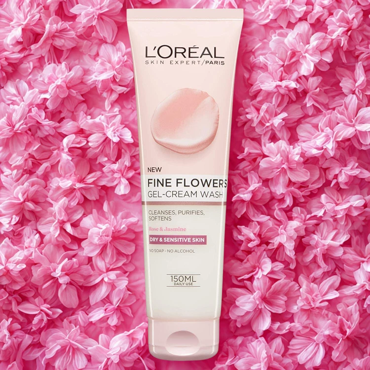 کرم ژل شستشوی صورت لورآل Fine Flowers حاوی گل رز مناسب ‍‍‍‍‍‍‍‍‍‍ خشک و حساس