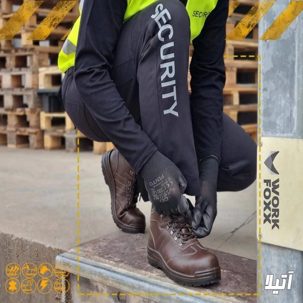 کفش ایمنی مهندسی لوتوس مدل آتیلا قهوه ای ساق کوتاه(چرم بزی،پنجه کامپوزیت،زیره دو دانسیته)