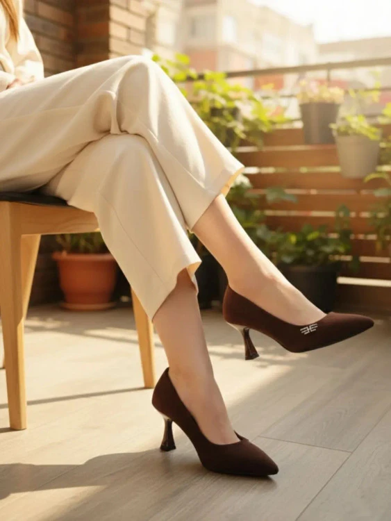 کفش پاشنه‌دار مخملی لوکس دو رنگ سایز ۳۷ تا ۴۰