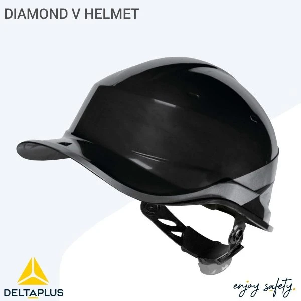 کلاه ایمنی مهندسی مشکی با نوار نقره ای نئون مدل دایموند بیسبال دلتاپلاس HALMET DIAMOND V BLACK DELTA PLUS