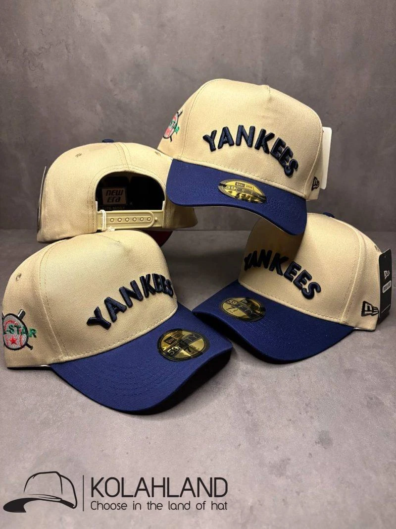 کلاه نقابدار بیسبالی اسنپ بک کرم سرمه ای (ADJUSTABLE) مارک NEW YORK YANKEES کد 038