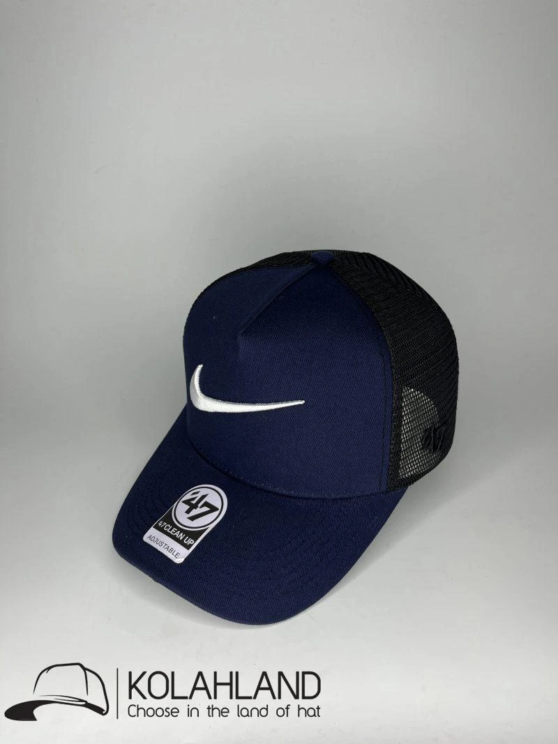 کلاه نقابدار کتان پشت توری NIKE سرمه ای کد 007